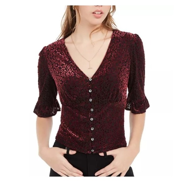 American Rag Juniors' Burnout Velvet Top Dark Academia Coquette Baby Doll M - Picture 2 of 12